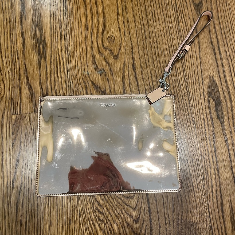Coach Rose Gold Patent Leather Wallet/Wristlet - some wear